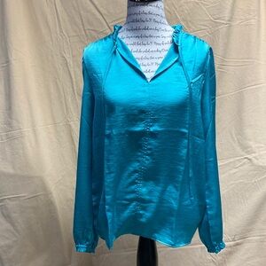 Women's LOFT Aqua Silky Long Sleeve Blouse NWT size S